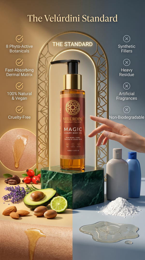 Olio dell'Armonia premium glass bottle with phyto-active botanical firming oil for skin tightening